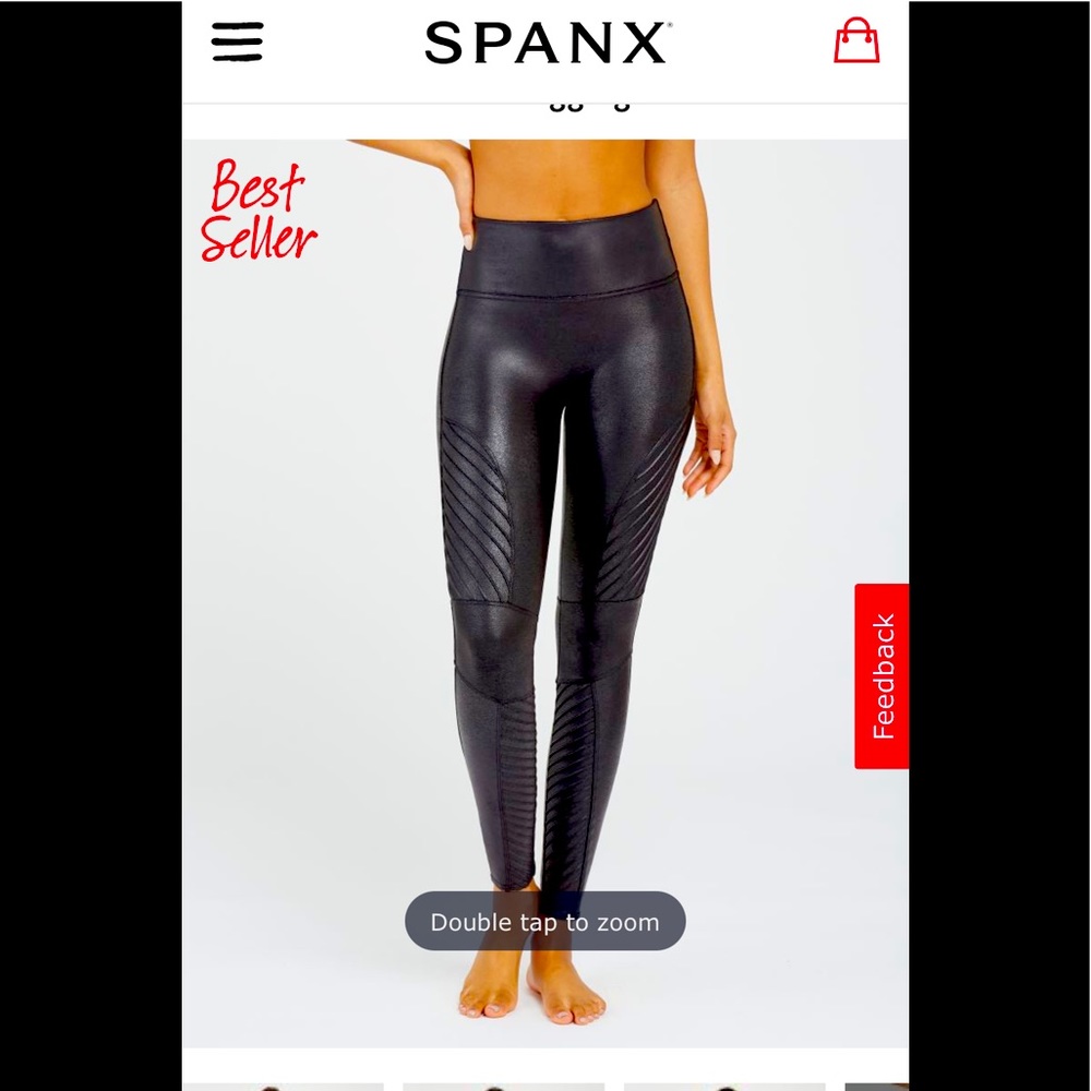 SPANX Faux Leather Moto Leggings, Black, S